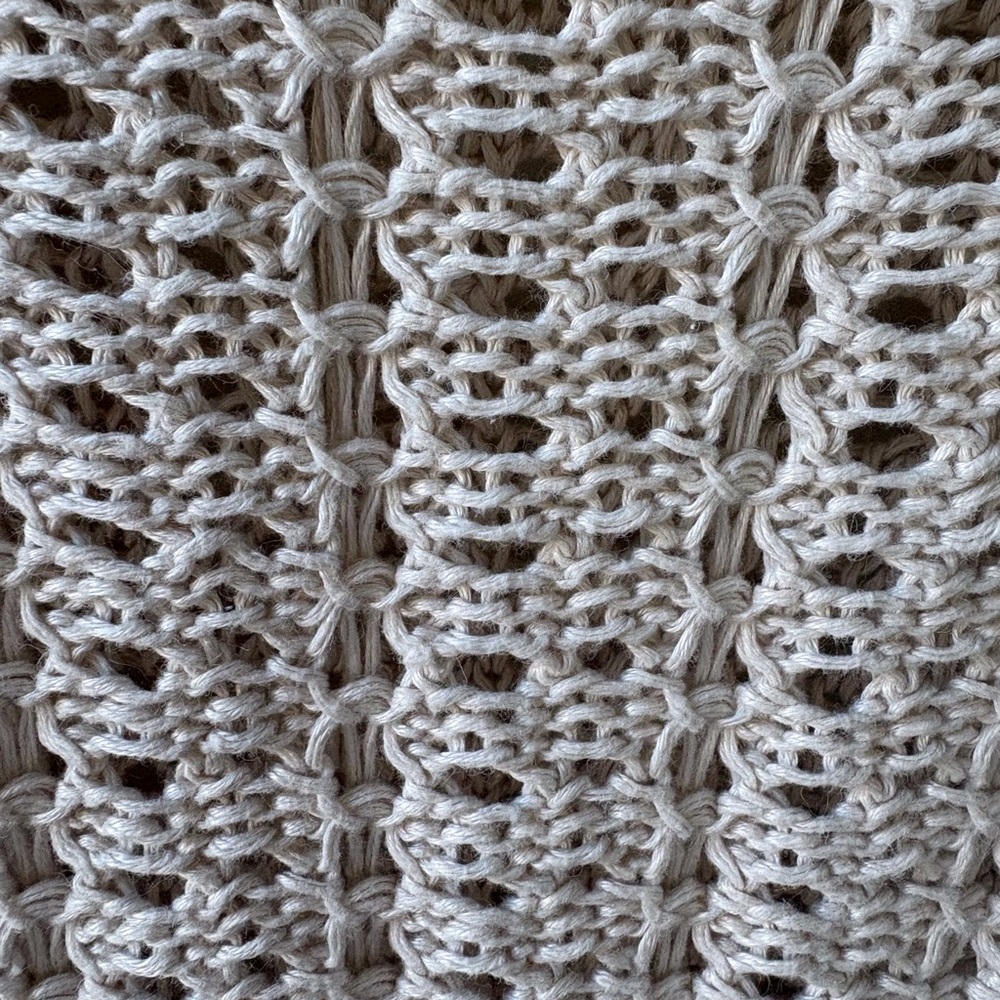 The Limited Small Linen Open Knit Crochet Cream Shirt Sleeve Sweater Boho Beach‎ - Picture 5 of 13